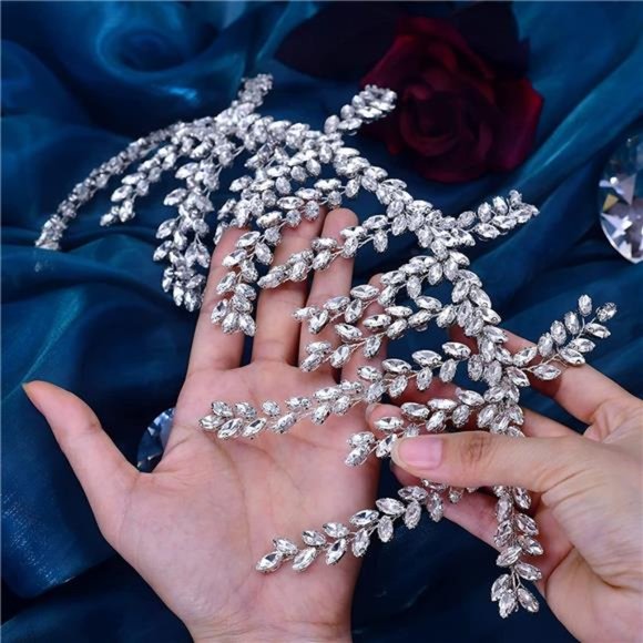 ZHENM Shiny Rhinestone Wedding Headband, Bridal Headpiece Wedding Hair - Picture 1 of 6